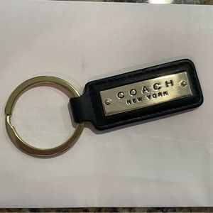 Coach Keychain key chain clip black leather and brass custom